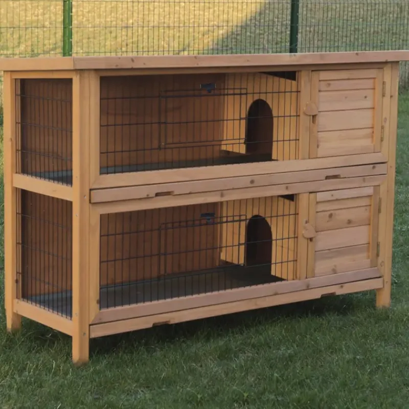 Clapier lapin double étage bois Dim. 136 X 50 X 92 cm* Discount