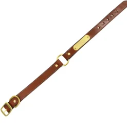 Collier à graver sur plaque laiton cuir noisette 4 tailles* Online