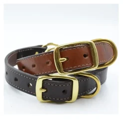 Collier à graver sur plaque laiton cuir noisette 4 tailles* Online