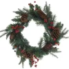Couronne de Noël 45cm avec pommes de pin et baies rouges* Hot