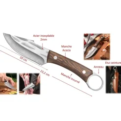 Couteau Nordique lame acier inox 10cm manche acacia avec étui* Online