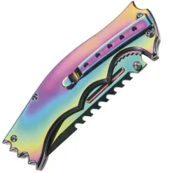 Couteau Rainbow lame dos cranté acier manche acier 12cm*Herbertz Outlet