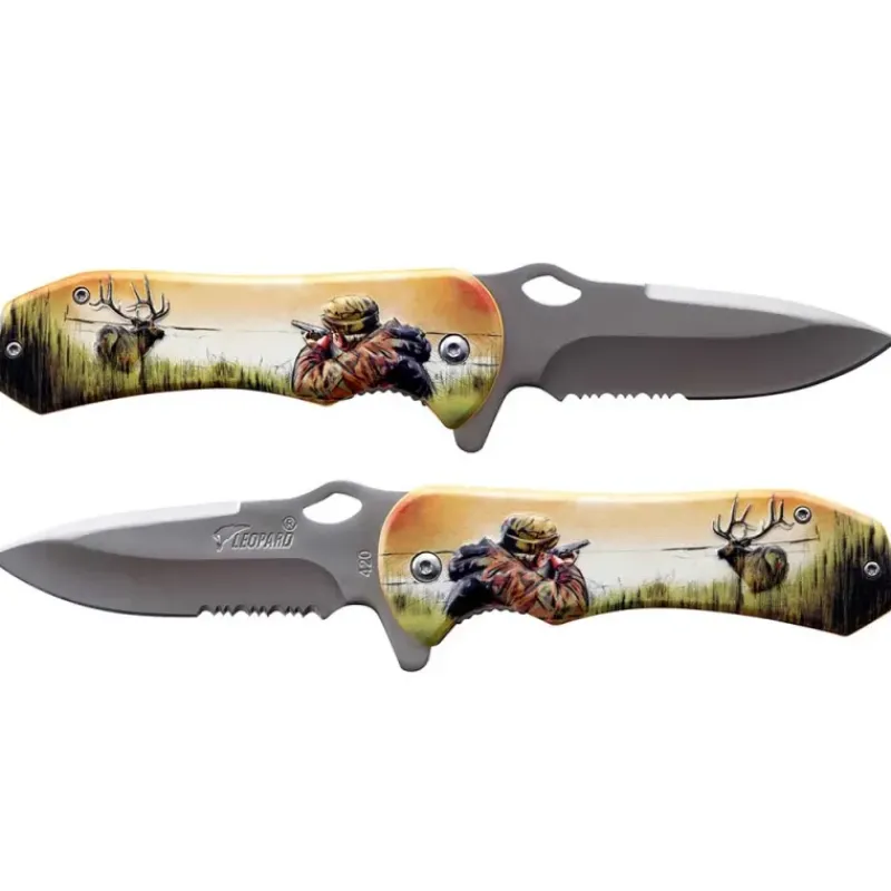 Couteau tactique 19,4cm 3D Grip Chasseur - Lame inox 7,9cm - Manche alu* Hot