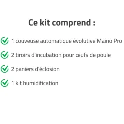 Couveuse + 2 Tiroirs caille à poule + 2 Paniers d'éclosion + 1 Kit humidification*MAINO Best