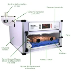 Couveuse Automatique PRO ® 68 œufs - Incubation Haute Performance*Couvitech Hot