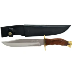 Dague de chasse léopard manche bois lame acier inox 21cm* Outlet