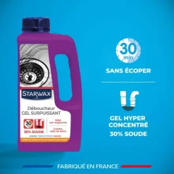 Déboucheur gel surpuissant soude caustique 30% 1L*Starwax Clearance