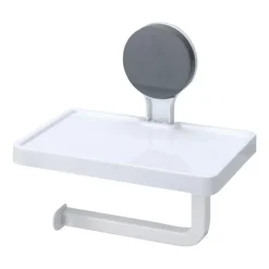 Dérouleur de papier toilette à ventouse avec tablette intégrée - Blanc* Sale