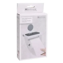 Dérouleur de papier toilette à ventouse avec tablette intégrée - Blanc* Sale