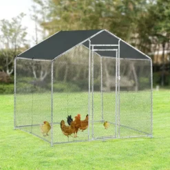 Enclos pour volailles 2x2x2m - 4m² en tube galvanisé et toile PE imperméable*