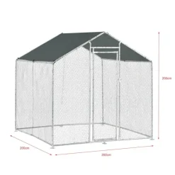 Enclos pour volailles 2x2x2m - 4m² en tube galvanisé et toile PE imperméable*