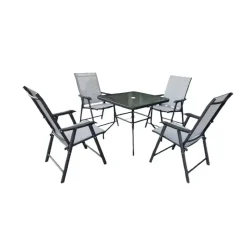 Ensemble Apéro 5 Pièces - Table + 4 Chaises Pliables en Acier et Textilène*