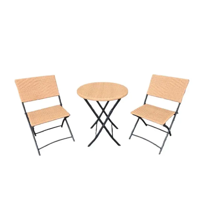 Ensemble Bistrot Table Ronde Ø61cm + 2 Chaises en Osier - Acier Noir* Clearance