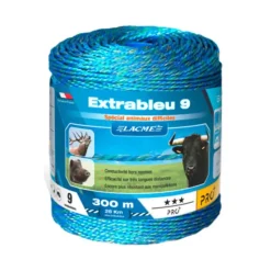 Fil Électrifiable Extrableu 9 - 300m pour Gros Animaux - Cuivre/Inox - LACME* Best