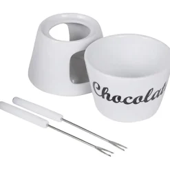 Fondue chocolat porcelaine 12x12x15cm avec 2 fourchettes inox* Online