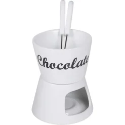 Fondue chocolat porcelaine 12x12x15cm avec 2 fourchettes inox* Online