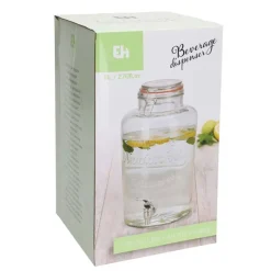 Fontaine à boisson en verre 8L - Robinet verseur et couvercle à clip* Hot