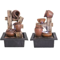 Fontaine décorative en polyrésine avec LED et amphores - 22x19x29cm* Sale