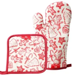 Gant 17x27cm + Manique 17x17cm + Tablier 60x80cm Noël* New