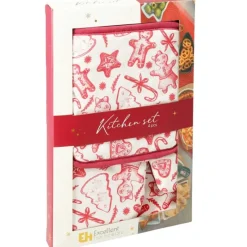 Gant 17x27cm + Manique 17x17cm + Tablier 60x80cm Noël* New