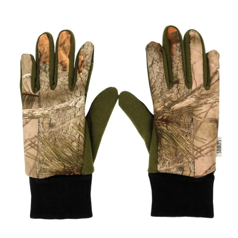Gants anti-glisse déperlant polyester camo forest kaki 8 et 9*Somlys Best
