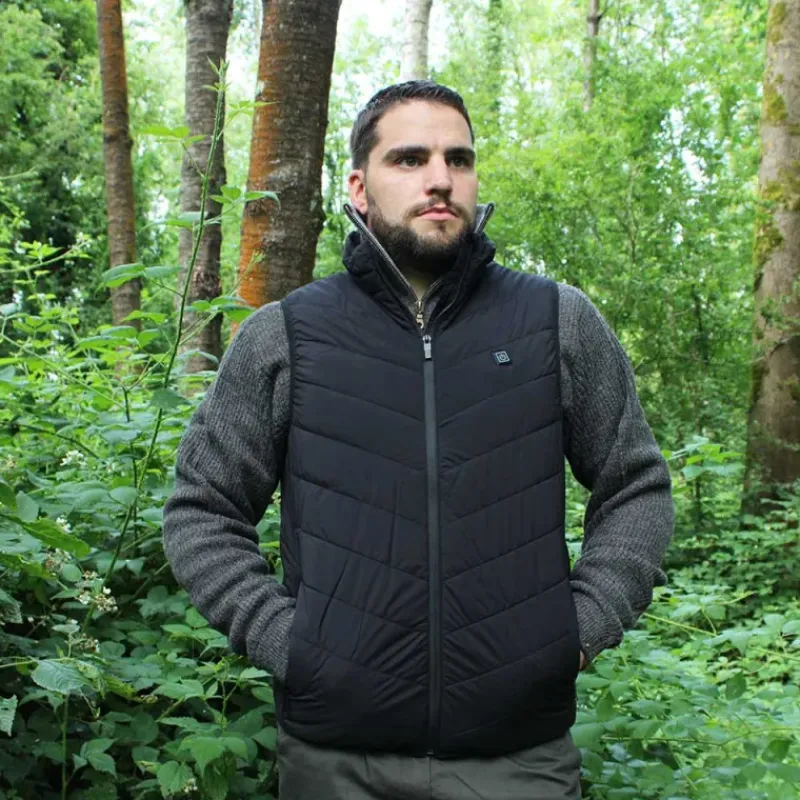 Gilet chauffant 3 niveaux polyester noir M à 2XL 75x46x4cm* Discount