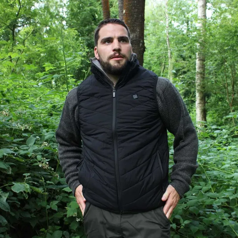Gilet chauffant 3 niveaux polyester noir M à 2XL 75x46x4cm* Discount