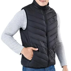 Gilet chauffant 3 niveaux polyester noir M à 2XL 75x46x4cm* Discount