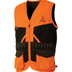 Gilet orange déperlant 20 cartouchières polyester coton*Treeland Discount