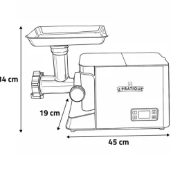 Hachoir électrique 900W 45x19x34cm 3 plaques acier entonnoirs*Le Pratique Online