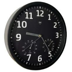 Horloge radiopilotée confort plastique verre noir et blanc Ø 25cm* Best