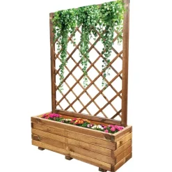 Jardinière bois autoclave classe 3 avec treillis 90x31x140cm* Hot