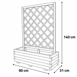 Jardinière bois autoclave classe 3 avec treillis 90x31x140cm* Hot