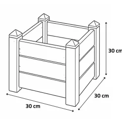 Jardinière carrée bois 30x30 / H 30 cm*