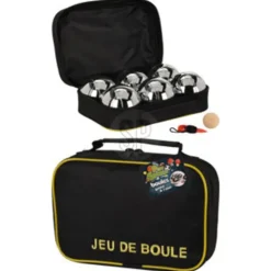 Jeu de pétanque 6 boules acier – Set complet avec but et sac*