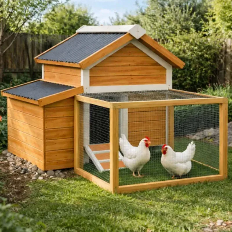 Kit Poulailler 3 poules Bois Confort toit plastique + Enclos*Ducatillon Outlet