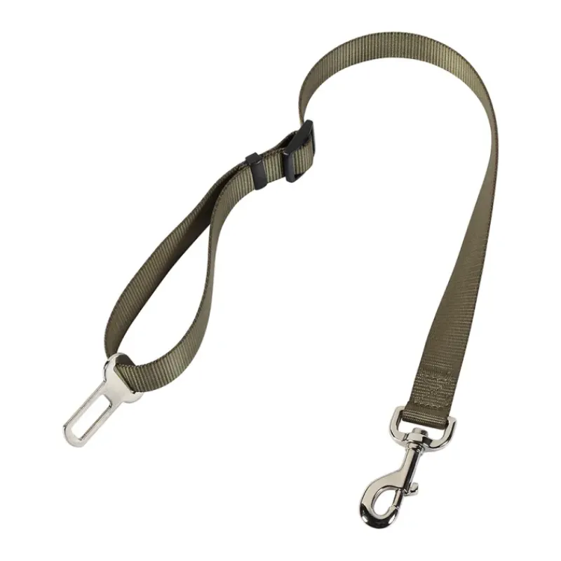 Laisse sécurité voiture 75 cm kaki réglable*Stepland Discount