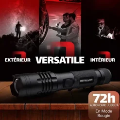 Lampe Torche Multifonction Observer Noire - 1200 Lumens*Observer Tools New