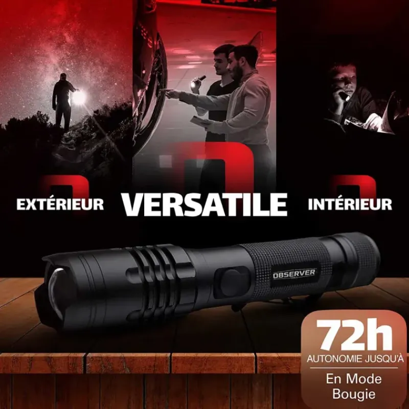Lampe Torche Multifonction Observer Noire - 1200 Lumens*Observer Tools New