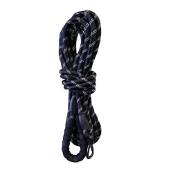 Longe réfléchissante en nylon 10m avec mousqueton de sécurité et poignée - Noir* Clearance