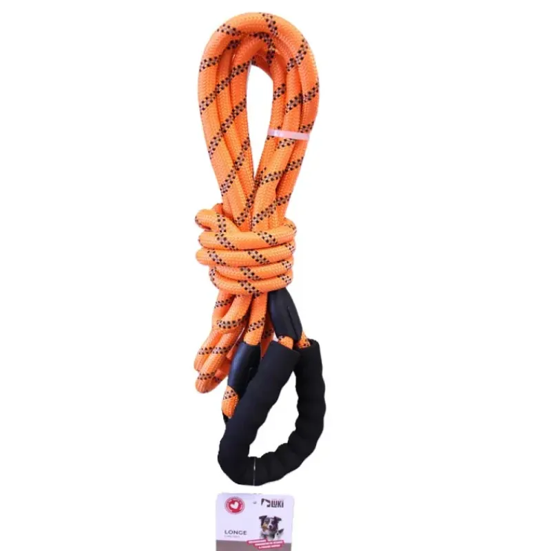 Longe réfléchissante orange nylon avec poignée et mousqueton* Sale