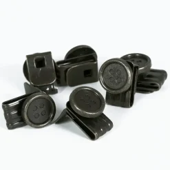 Lot 6 boutons clips bretelles à pattes métal noir* Outlet