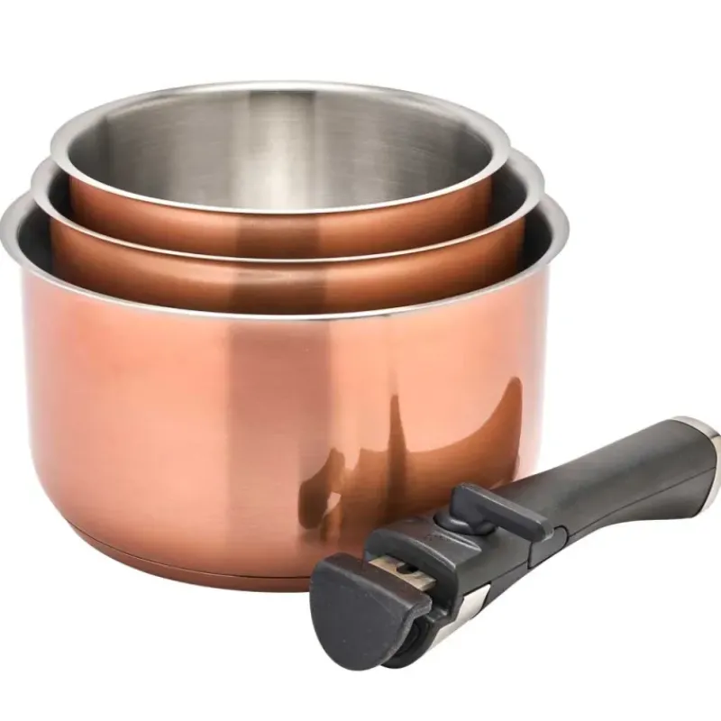 Lot 3 casseroles inox 18/10 colorées 16-18-20cm + poignée*Pradel France Discount