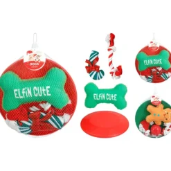 Lot 4 Jouets Noël Chien Peluche Pain d'Épice Corde Disque Vol* Clearance