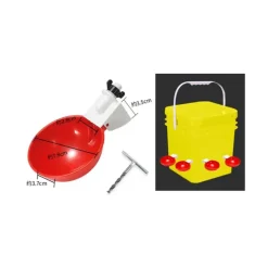 Lot de 5 abreuvoirs bol pour bidon en plastique rouge pour volailles* Clearance