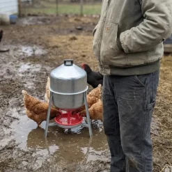 Lot de 10 Abreuvoirs poules et volailles métal galvanisé 30 L sur pieds*