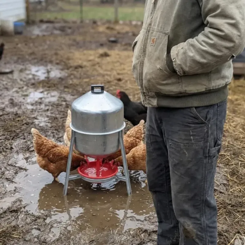 Lot de 10 Abreuvoirs poules et volailles métal galvanisé 30 L sur pieds*