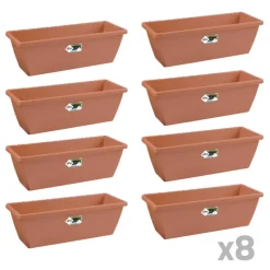 Lot de 8 Balconnières Elho® 50x16cm en plastique effet terre cuite* Sale