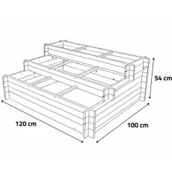 Lot de 3 carrés potager bois de sapin avec géotextile* Best