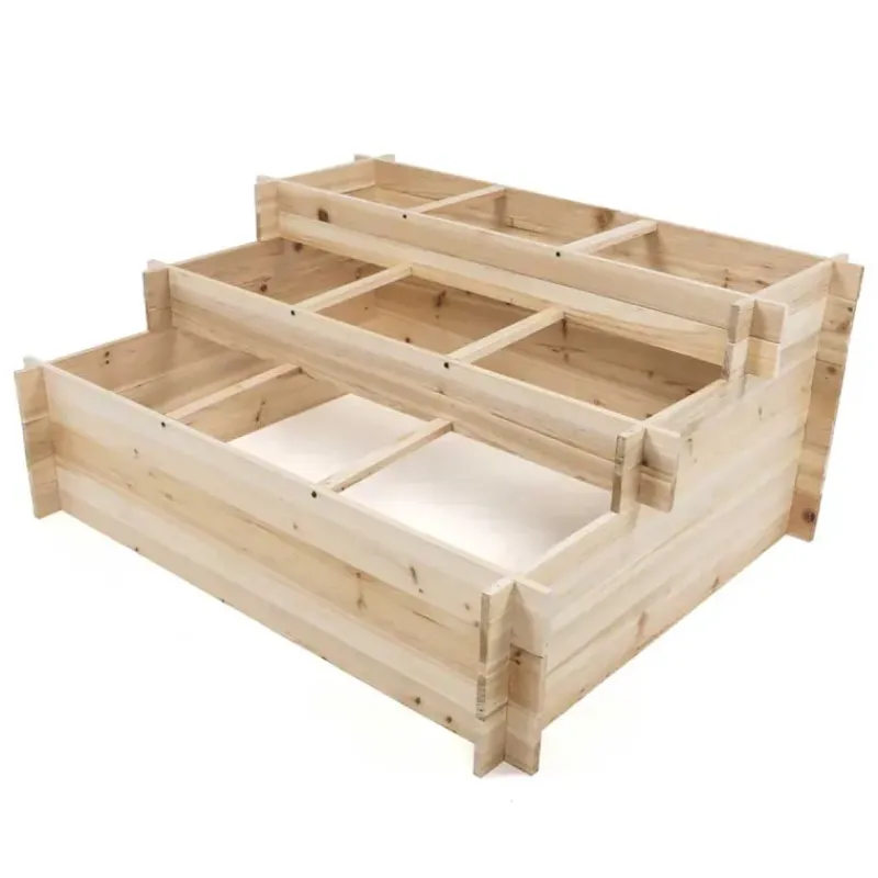 Lot de 3 carrés potager bois de sapin avec géotextile* Best